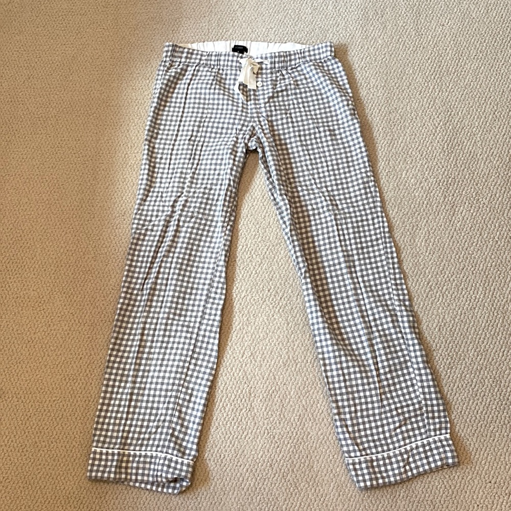 JCrew women’s pj/lounge pants. Size S. Grey and creme check flannel